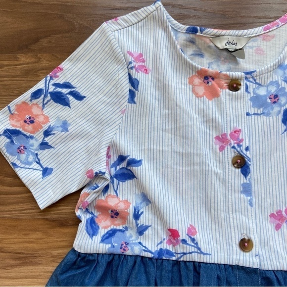 Joules Girl's 9-10 yr. Floral Chambray Liddie Luxe Dress - Picture 4 of 12